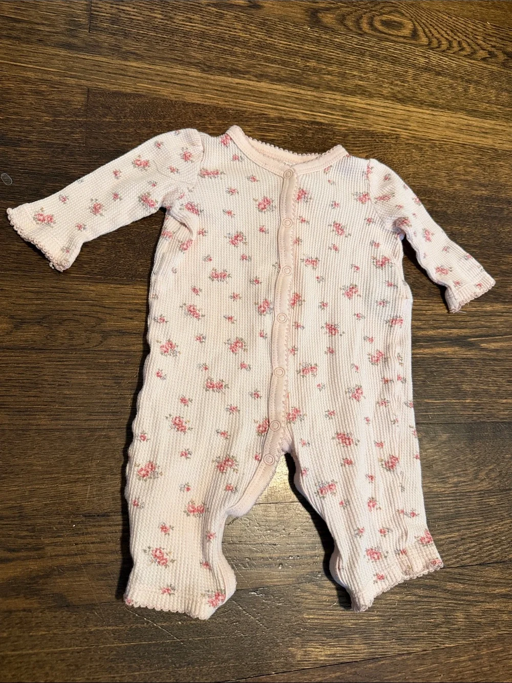 Ralph Lauren kids Pink Floral Ribbed Baby Footed One-Piece